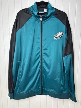 Majestic Philadelphia Eagles Embroider Teal and Black Full-Zip  Jacket size 4XL